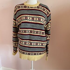 Vintage 80s Lord Jeff Men's Pullover Sweater XL Fair Isle Crew Neck